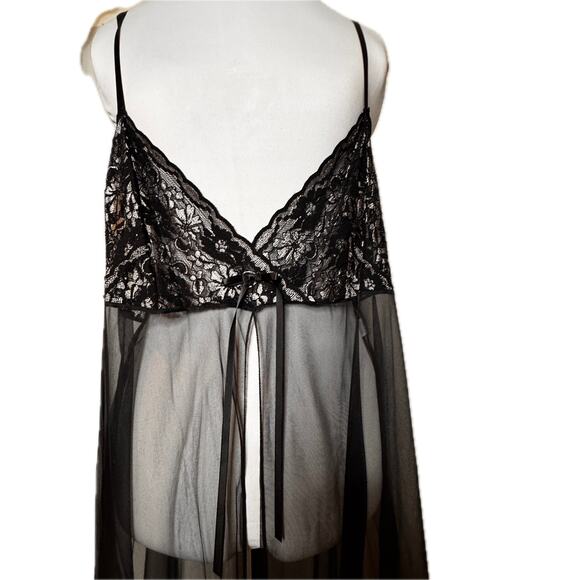 NEW Petra Fashions Vintage Lingerie Sheer Black Teddy Nightgown & Panties 2X - Picture 1 of 10